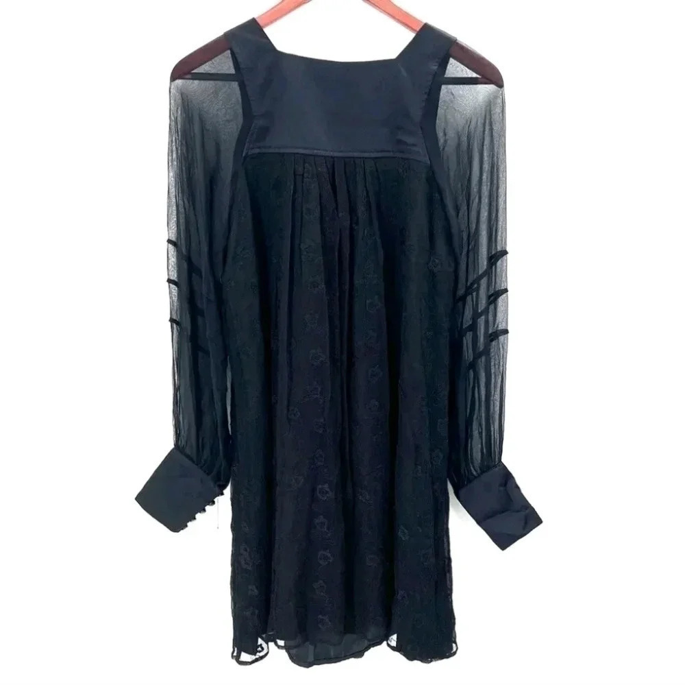 ABS by Allen Schwartz Black Silk Long Sleeve Dress Womens 6  - NWT $285